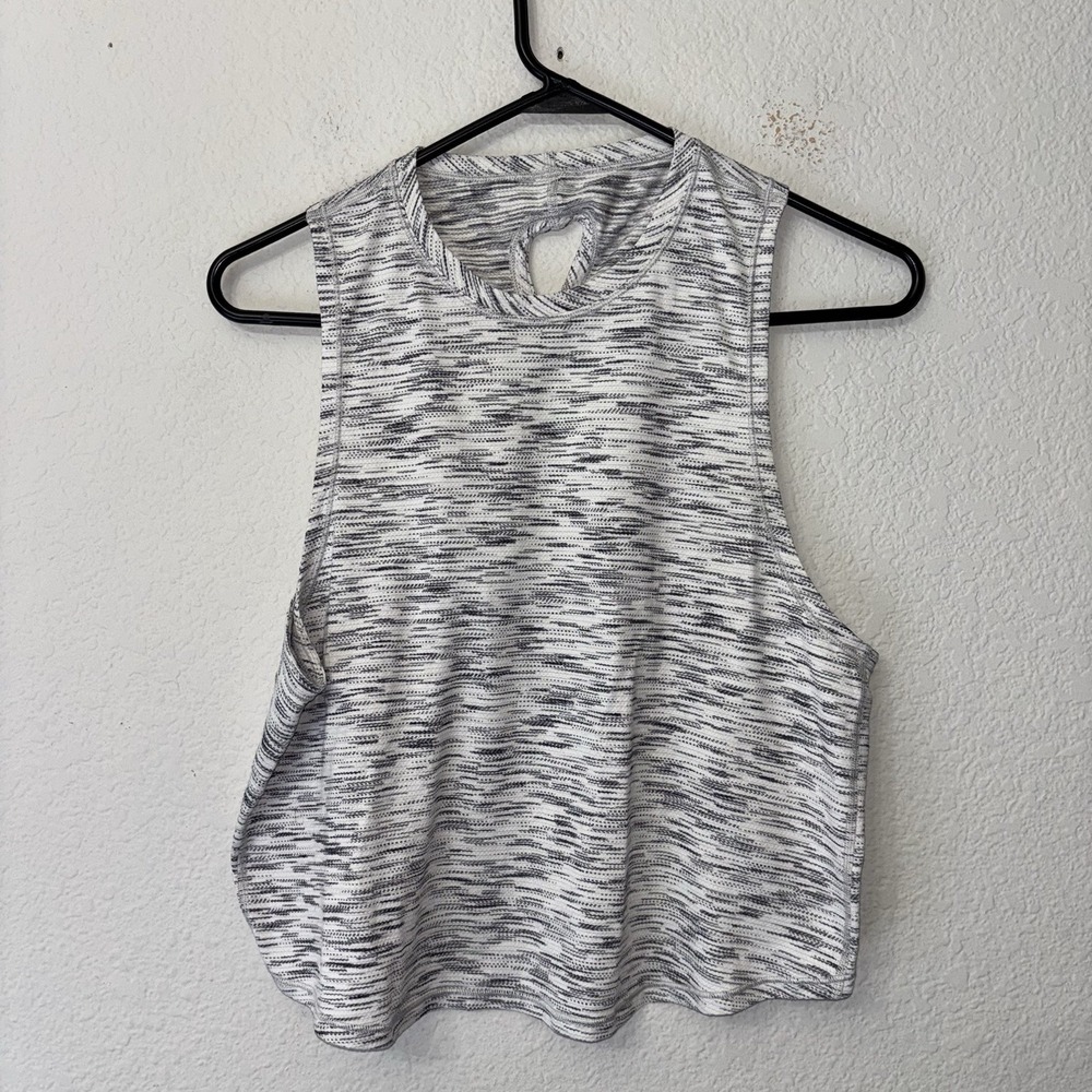 Lululemon Cardio Squad Tank II Size 10 Tiger Space Dye Black White L Athletic